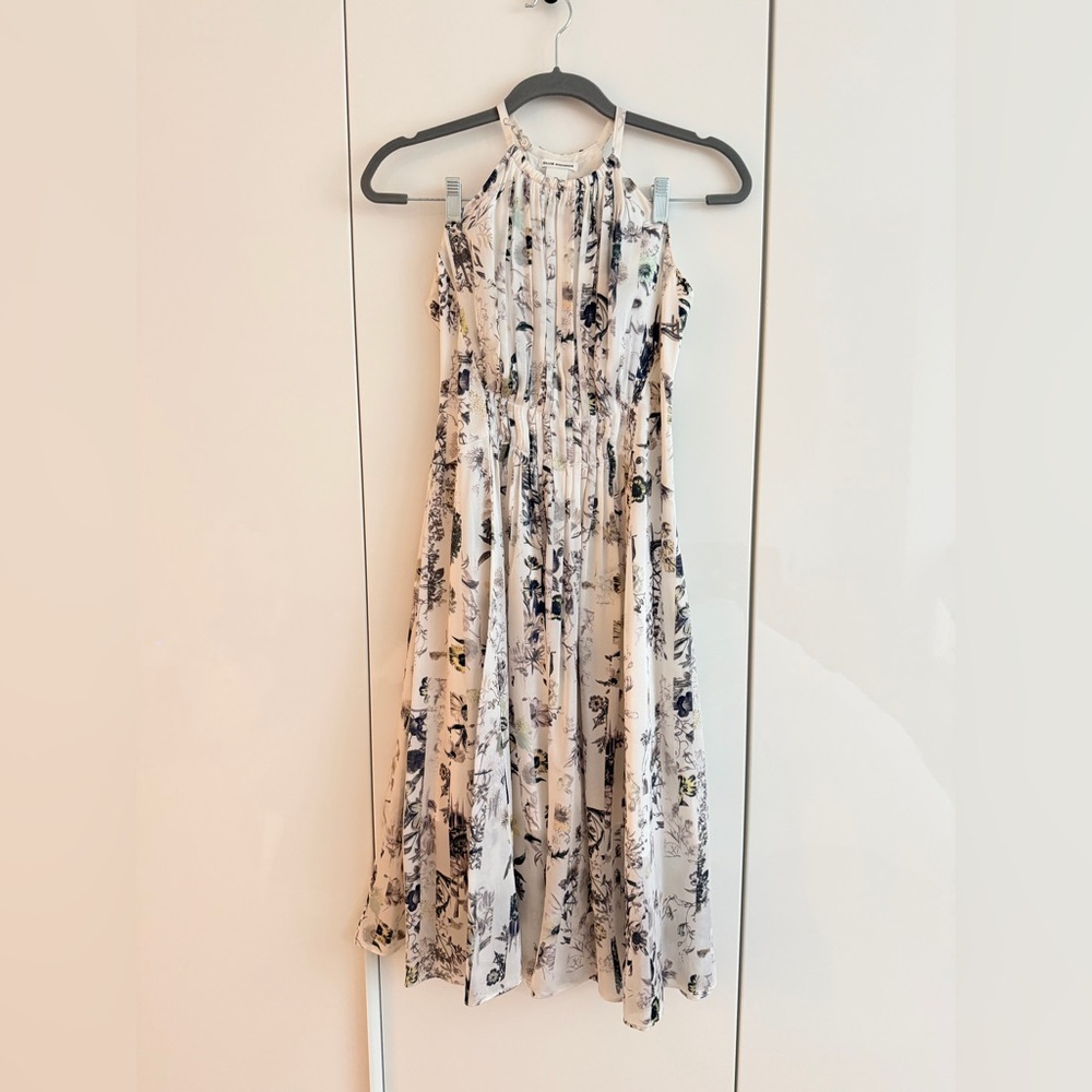 Club Monaco 100% Silk Floral Halter Neck Midi Dress - 00
